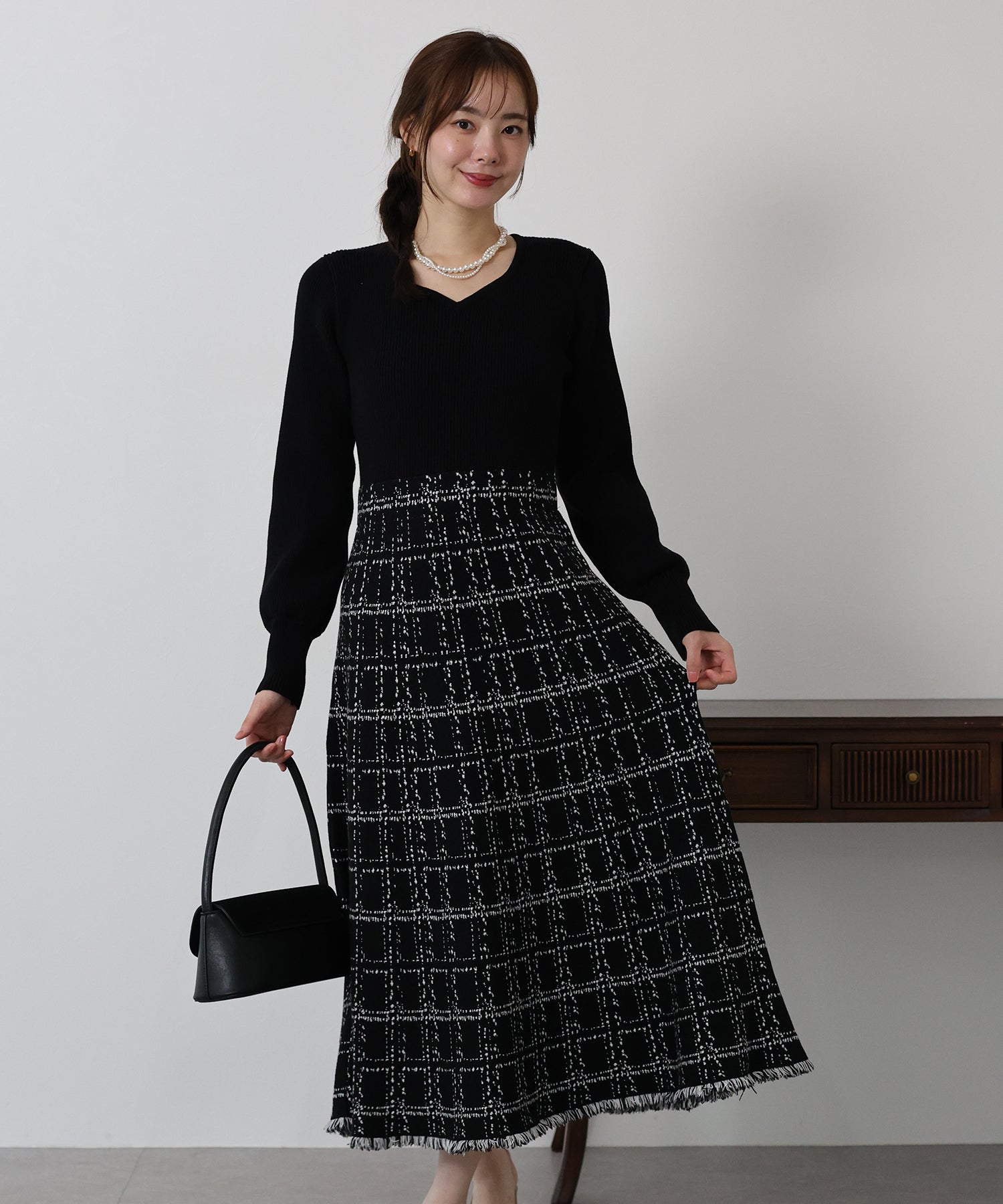 TIME SALE】選べる2丈・チェックジャガードニットワンピース – BLUE ONLINE
