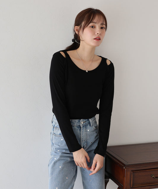 【早割5％OFF】ショルダーカットアウトトップス【ネコポス】