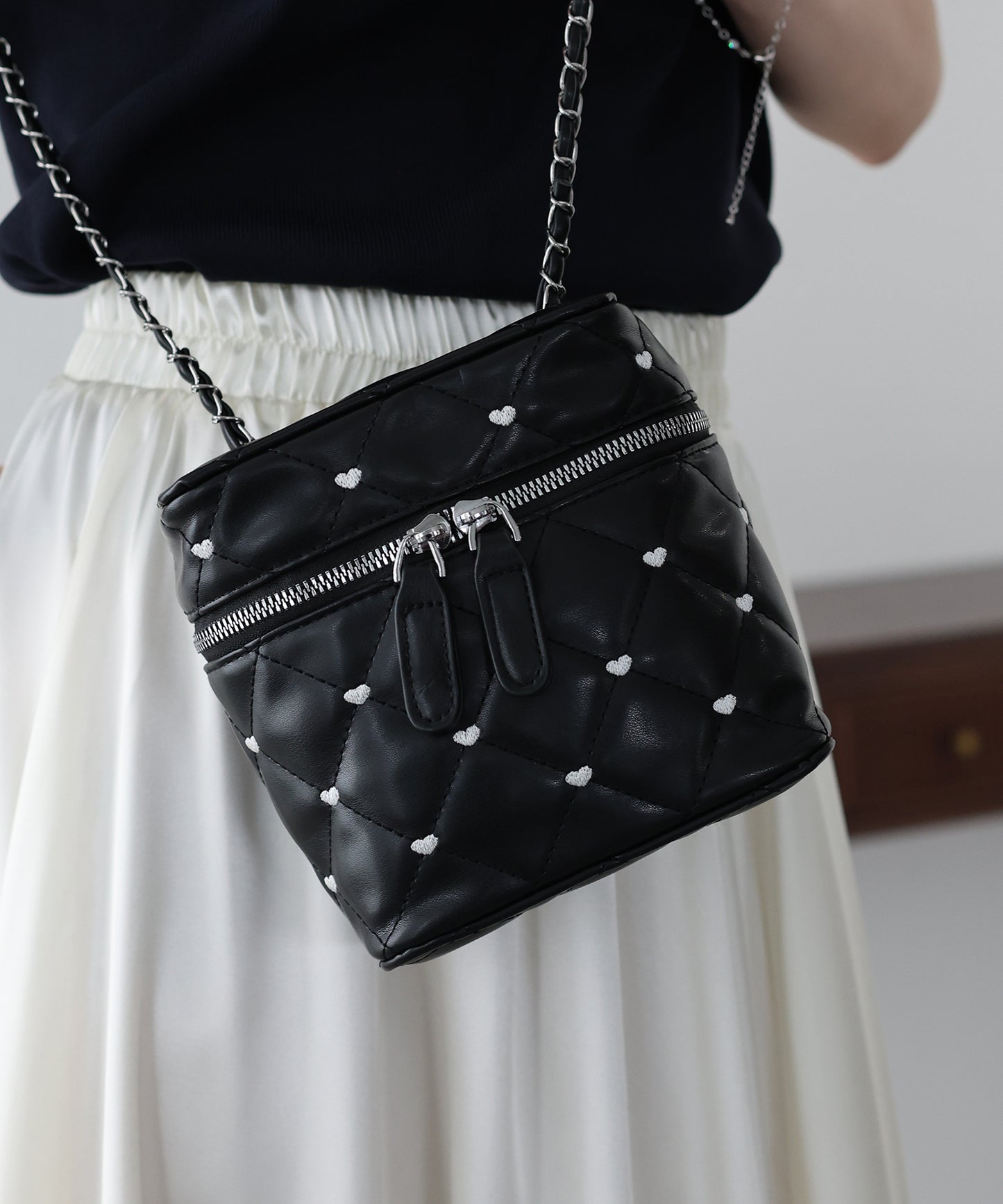 ハート刺繍キルティングバッグ