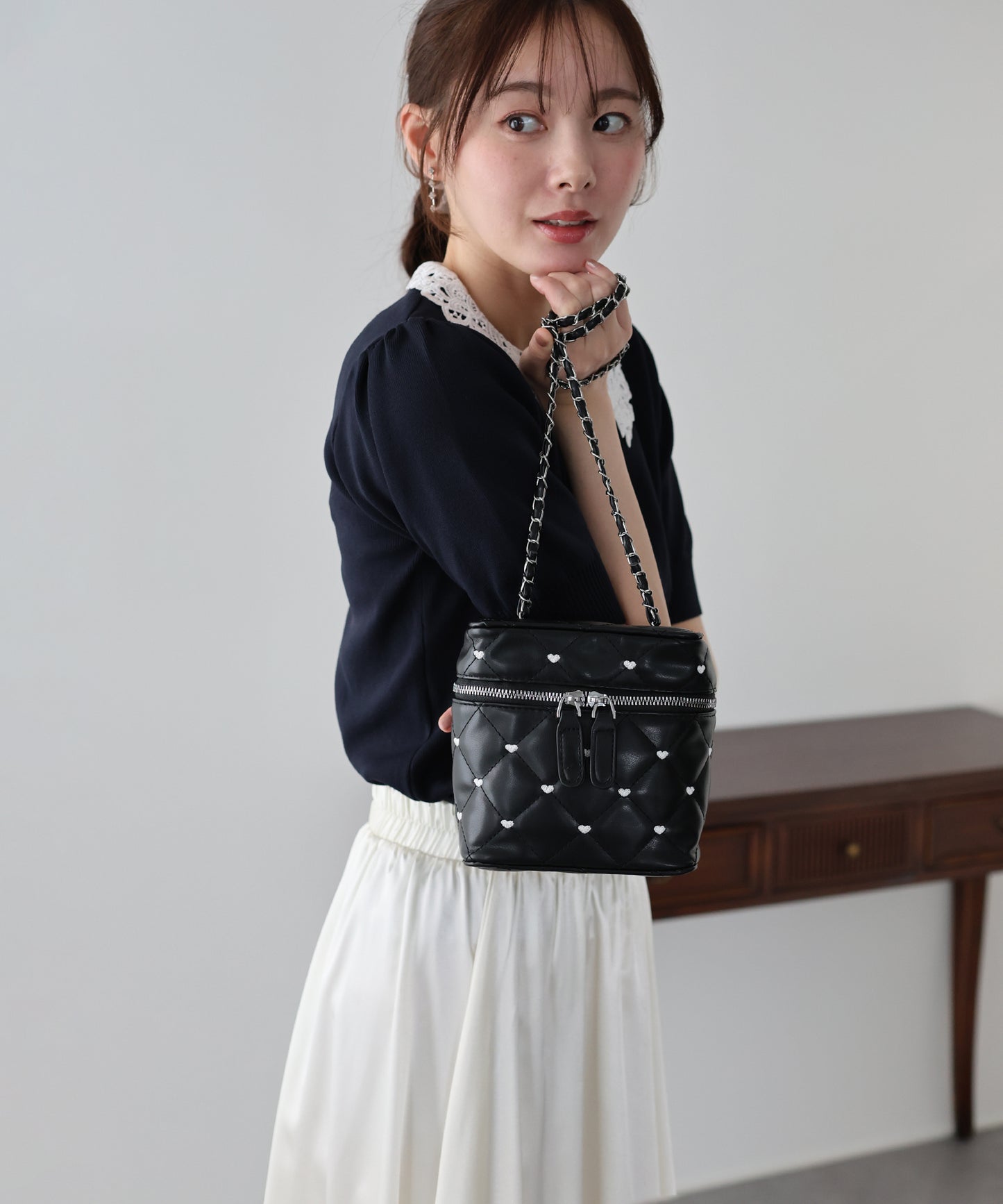 ハート刺繍キルティングバッグ