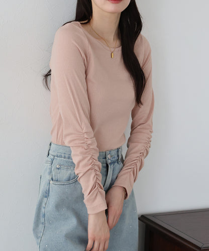 【SALE】シャーリング袖カットソー【ネコポス】