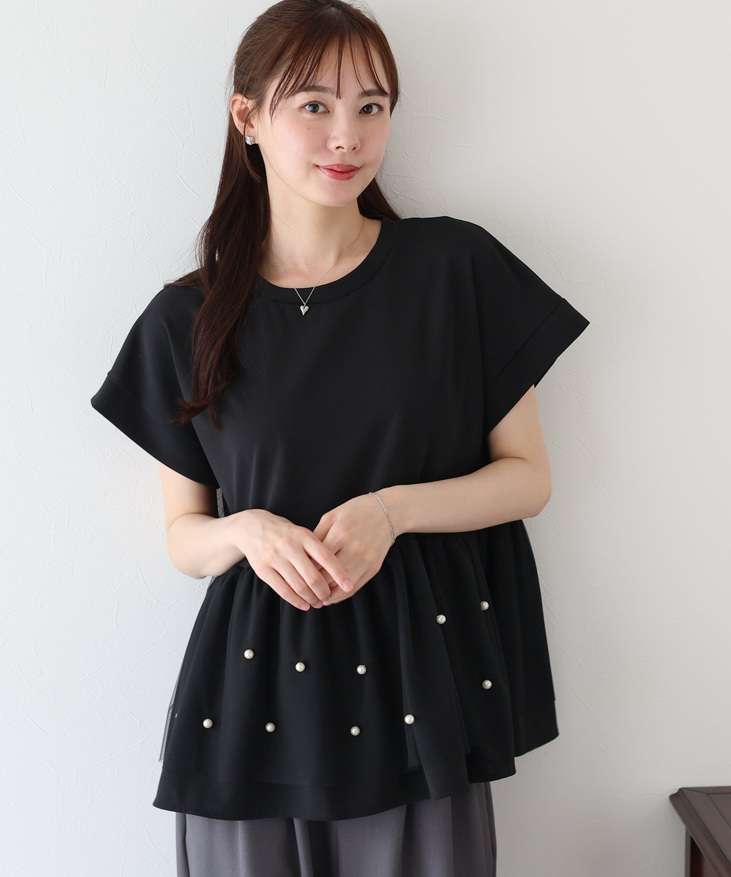 【TIME SALE】ペプラム切替カットソー