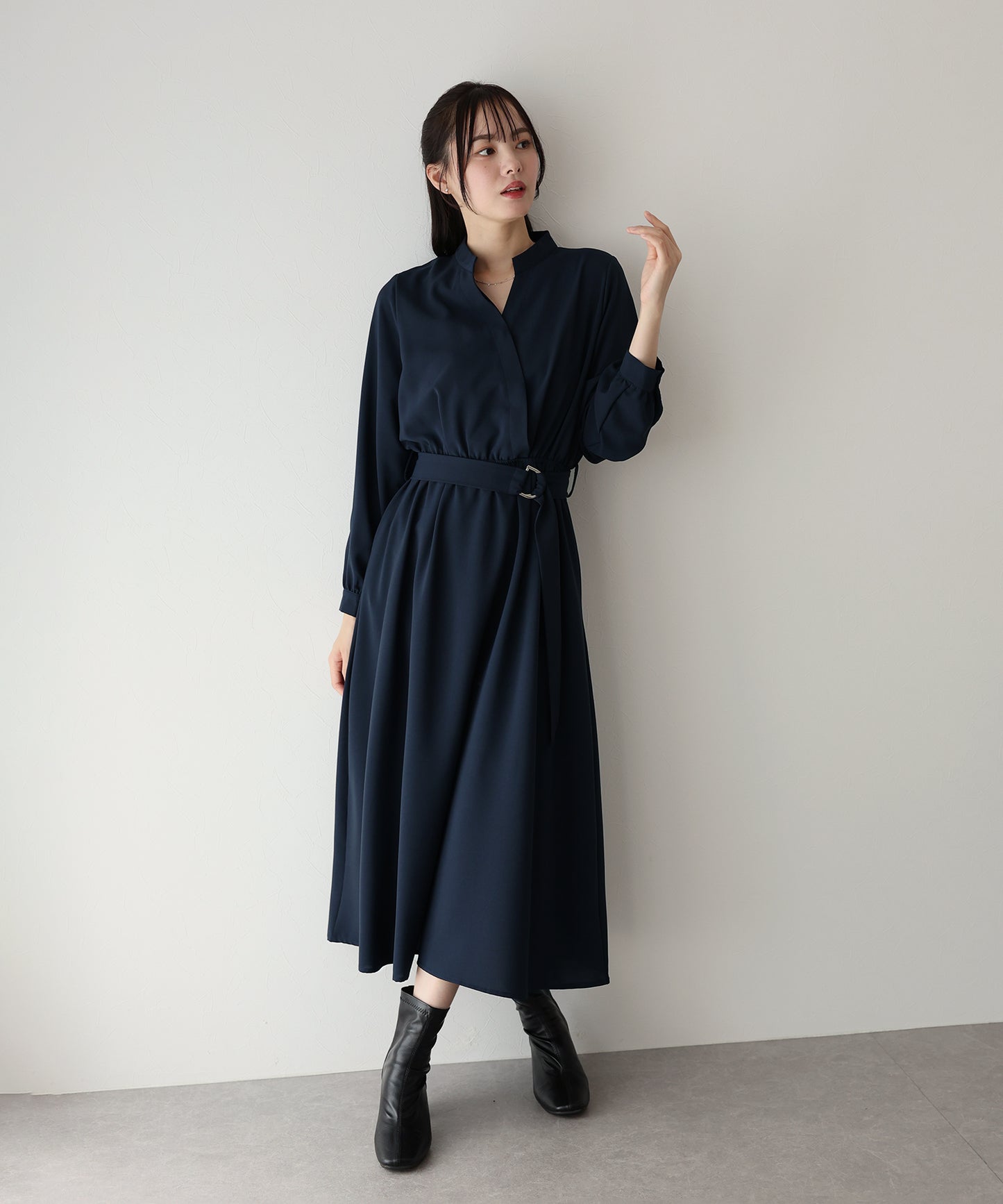 【新商品限定5％OFF】THU カシュクールシャツワンピース