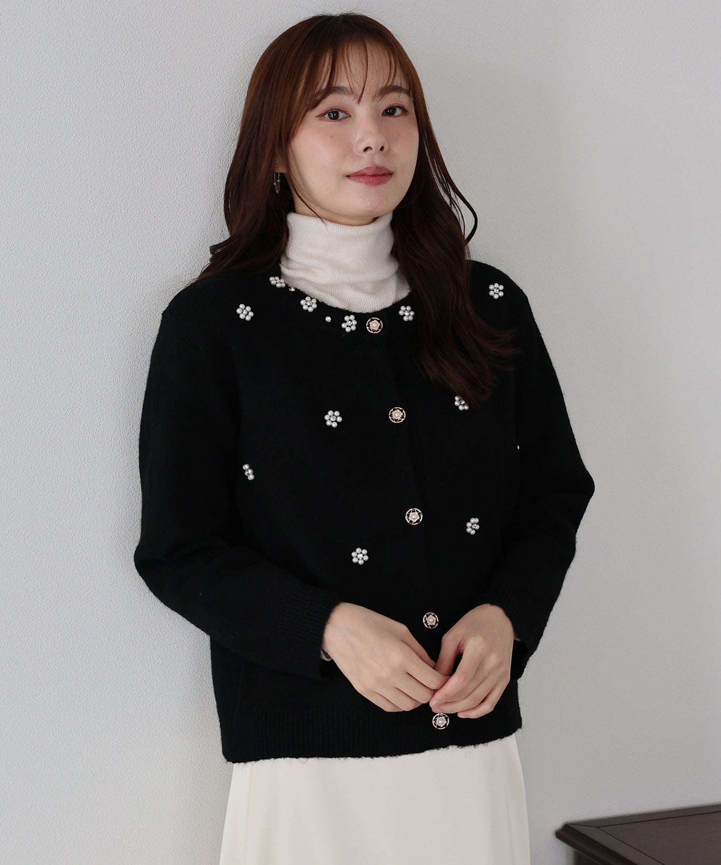 【TIME SALE】フラワービジューカーディガン