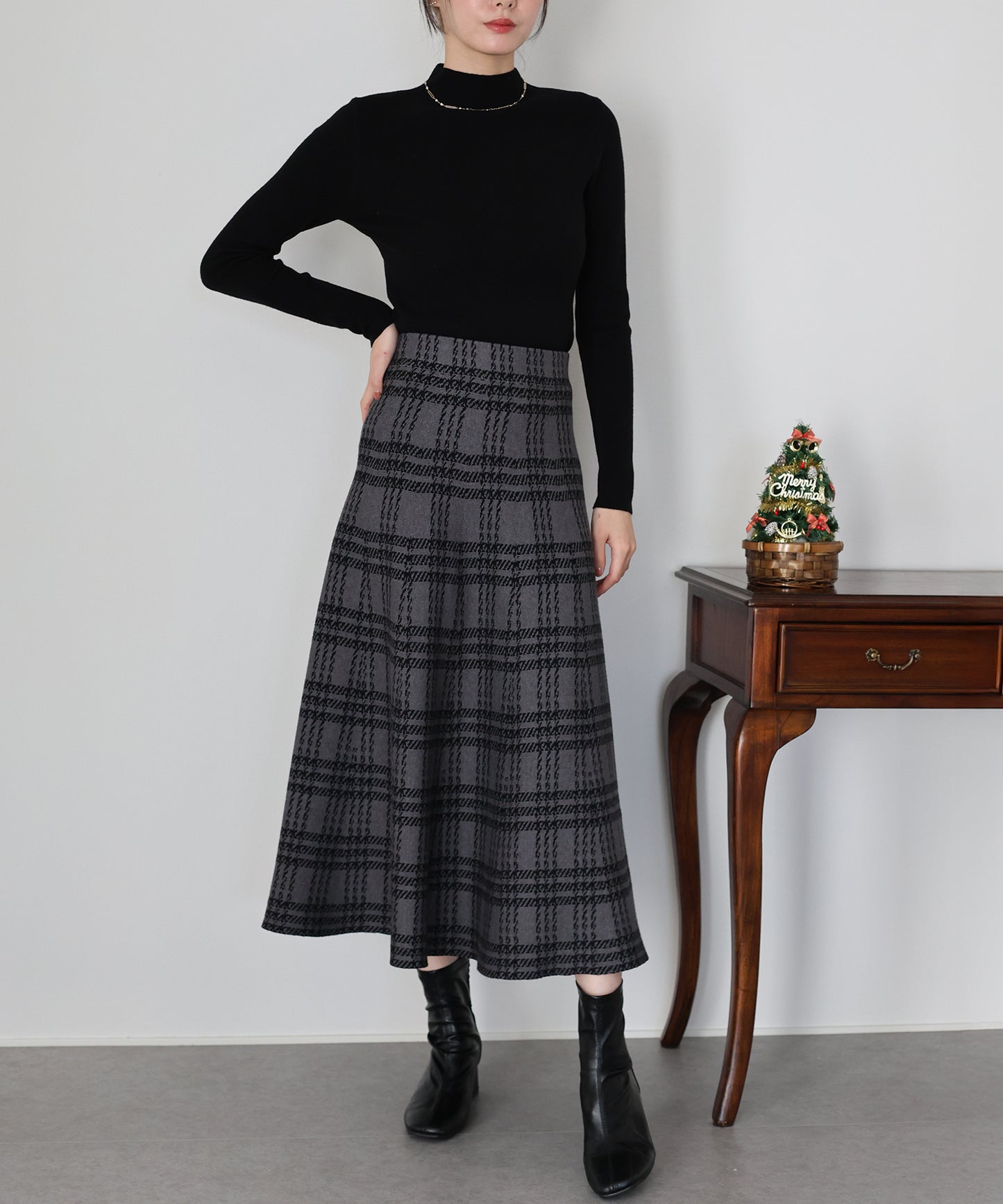 【早割5％OFF】ロングチェックスカート