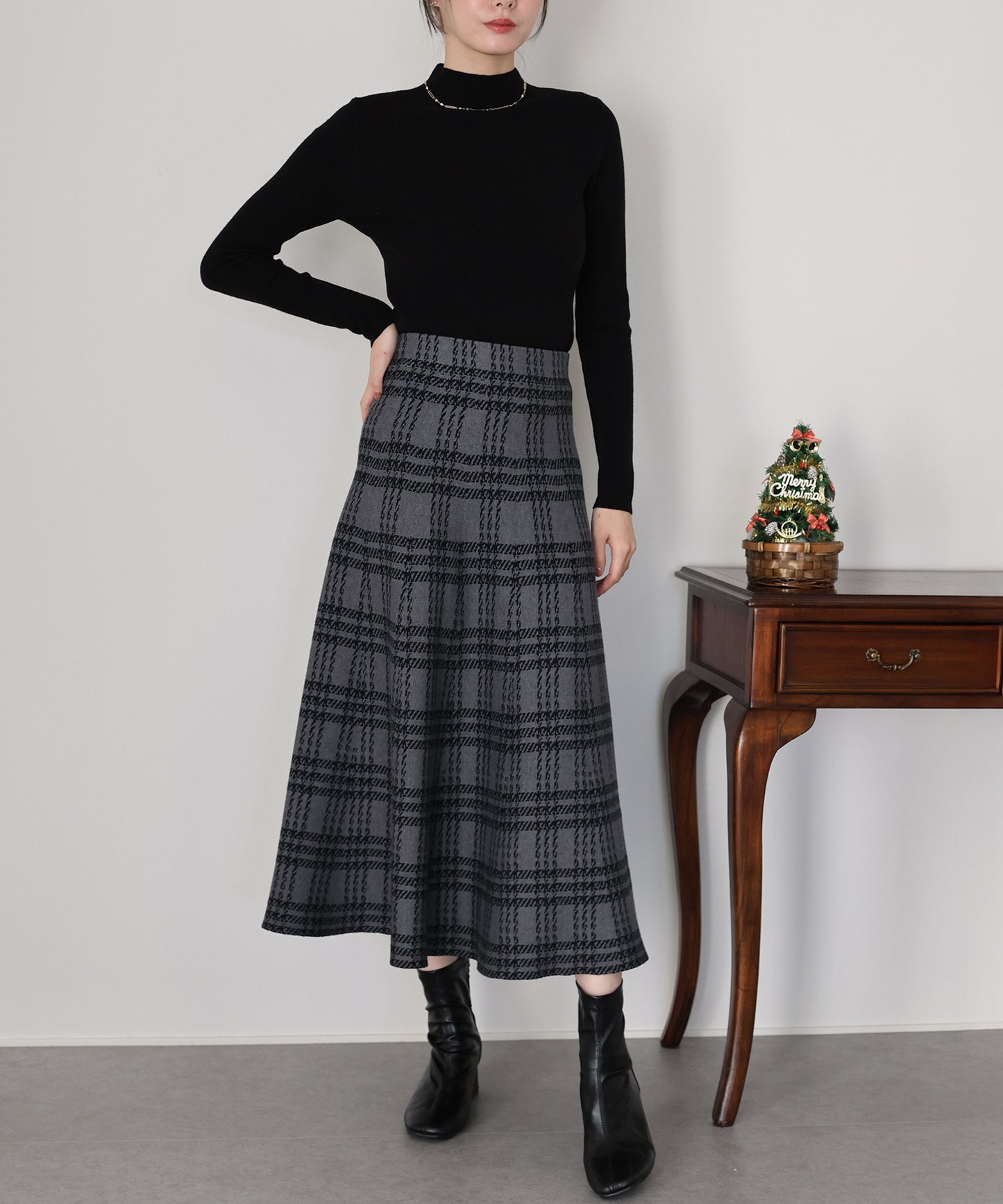 ロングチェックスカート