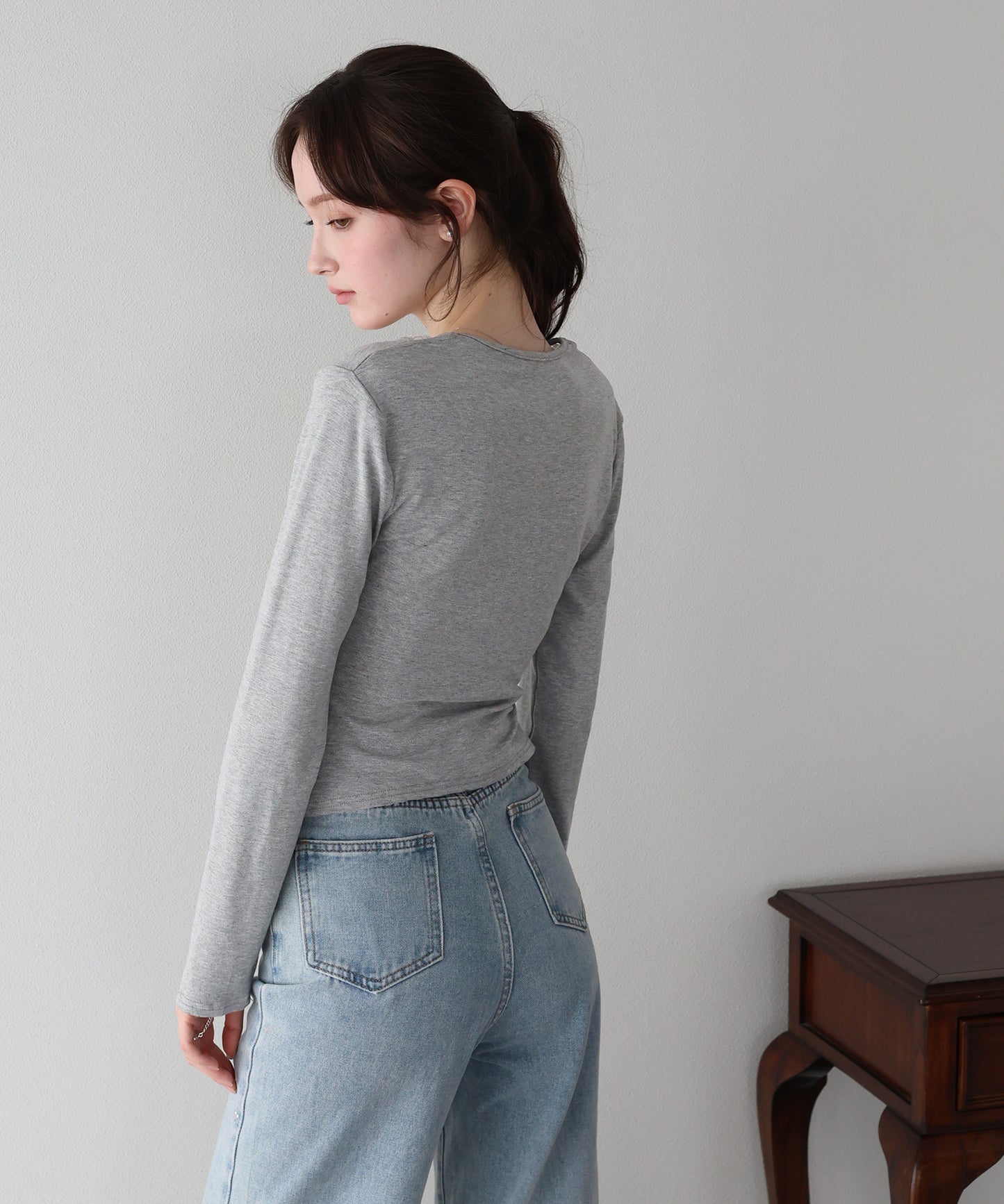 【早割5％OFF】フロントギャザーレースカットソー【ネコポス】