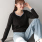 【早割5％OFF】《2サイズ展開》ハートネックワイドリブニット