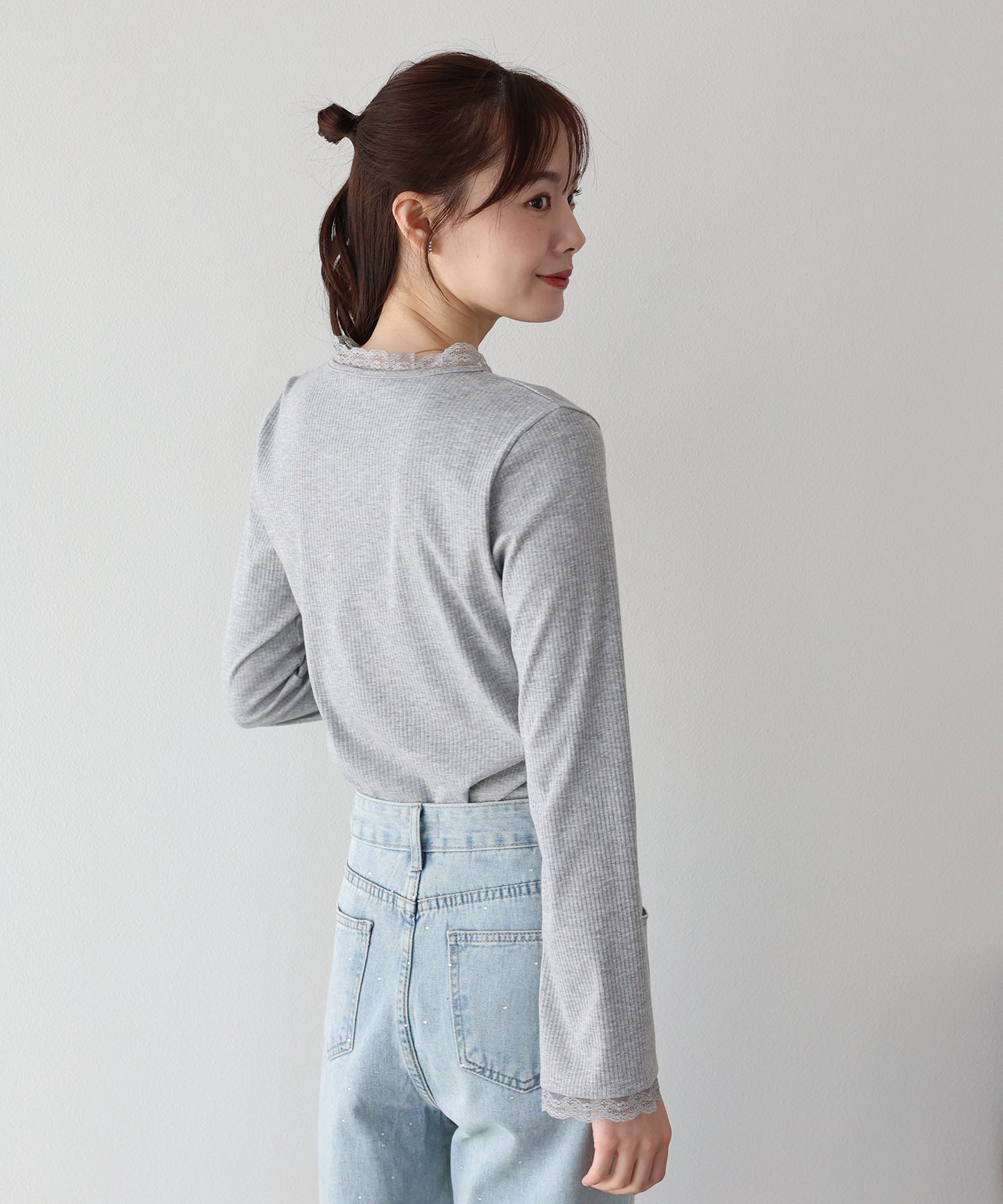 【早割5％OFF】レースドッキングリブカットソー【ネコポス】