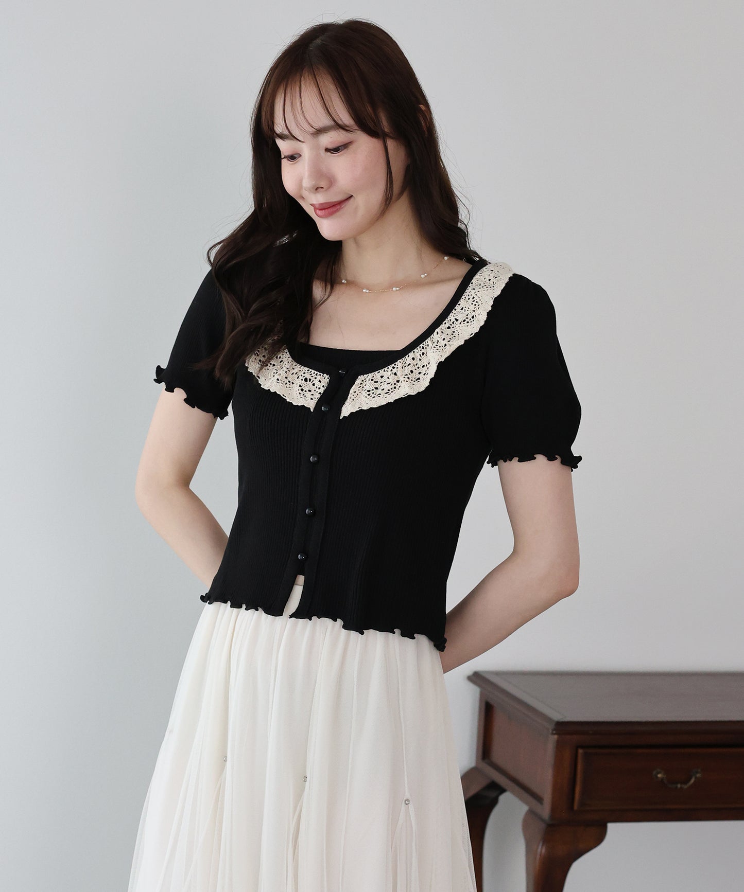 【早割5％OFF】エンブロイダリーレースニット【メール便】