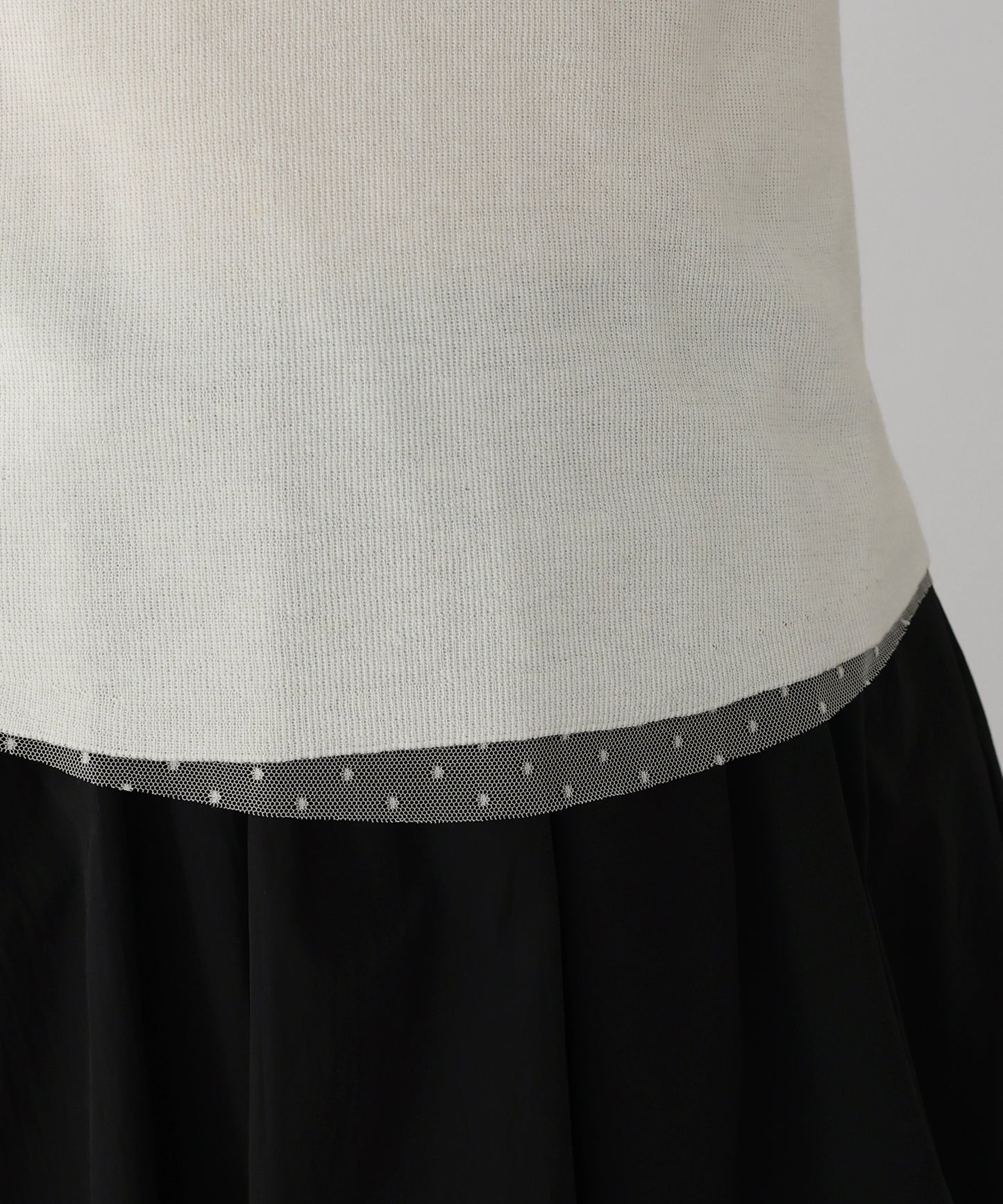 【早割5％OFF】チュールレイヤードヘンリーネックニット【ネコポス】