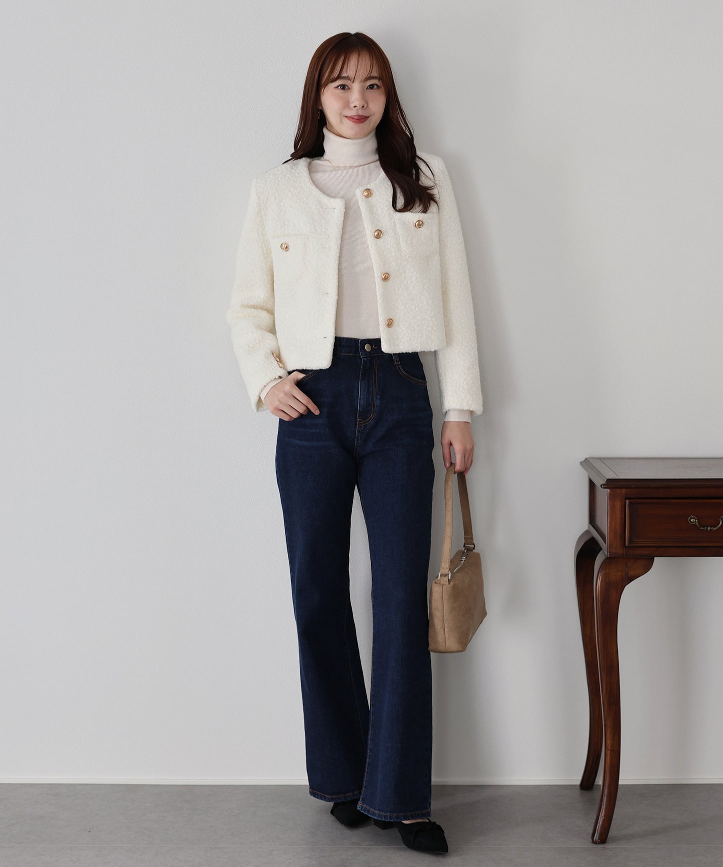 金ボタンボアコート