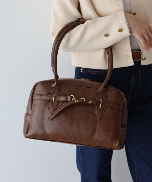 ベルトボストンバッグ　Bag BAG 予約販売】サイドベルトレザーボストンバッグ | KISHIKA