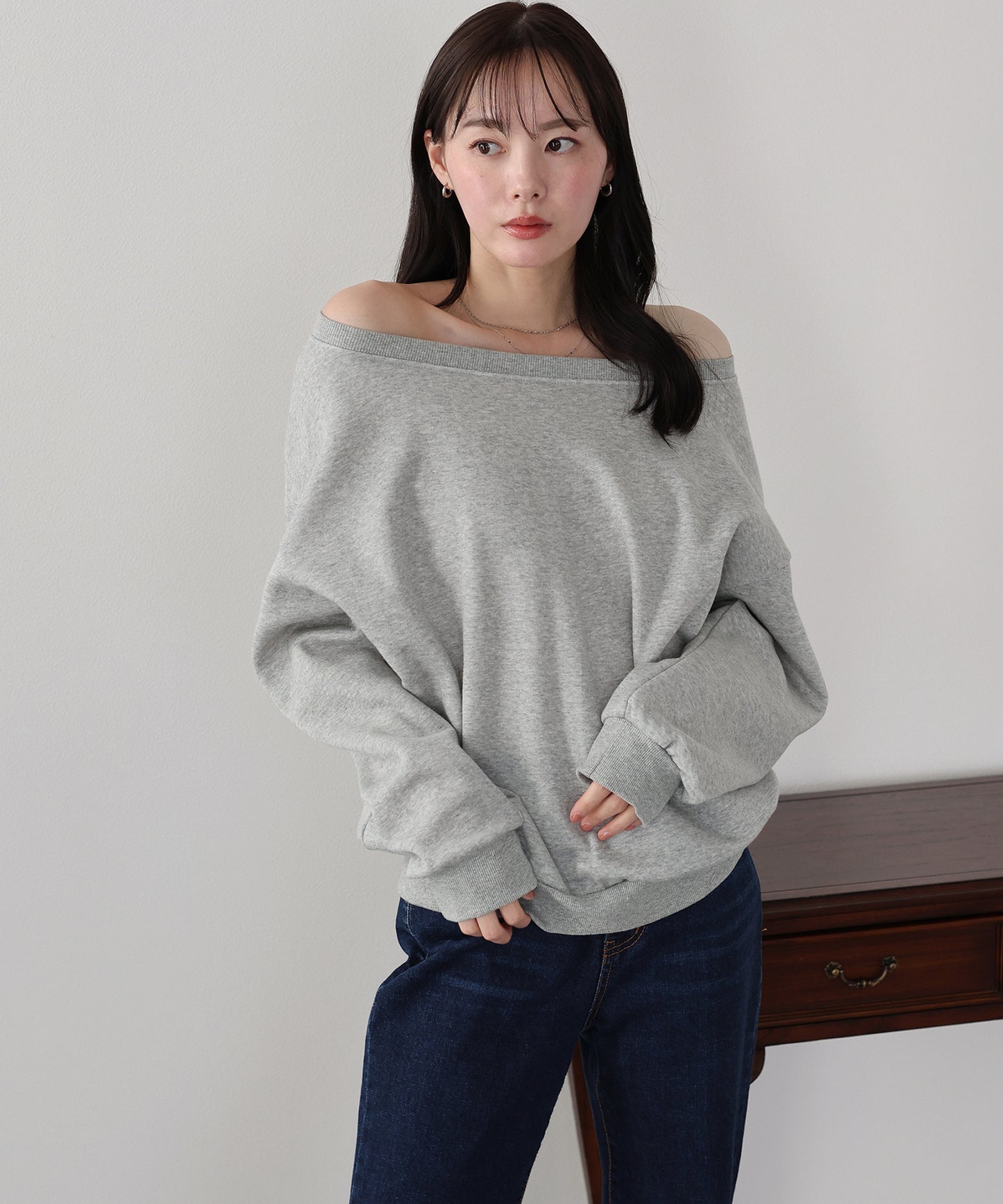 【早割5％OFF】裏起毛オフショルスウェット