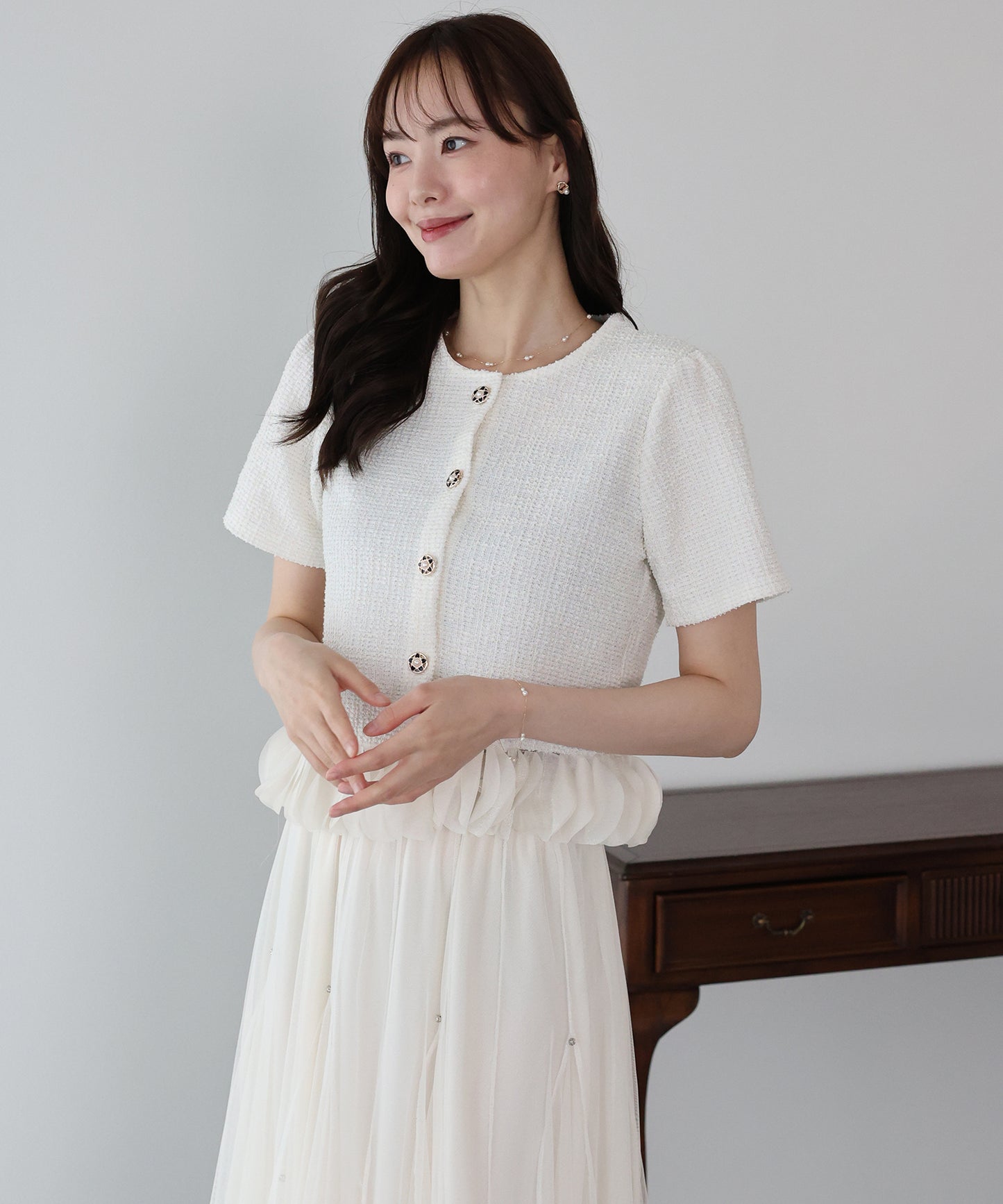 【早割5％OFF】フリルドッキングツイードジャケット