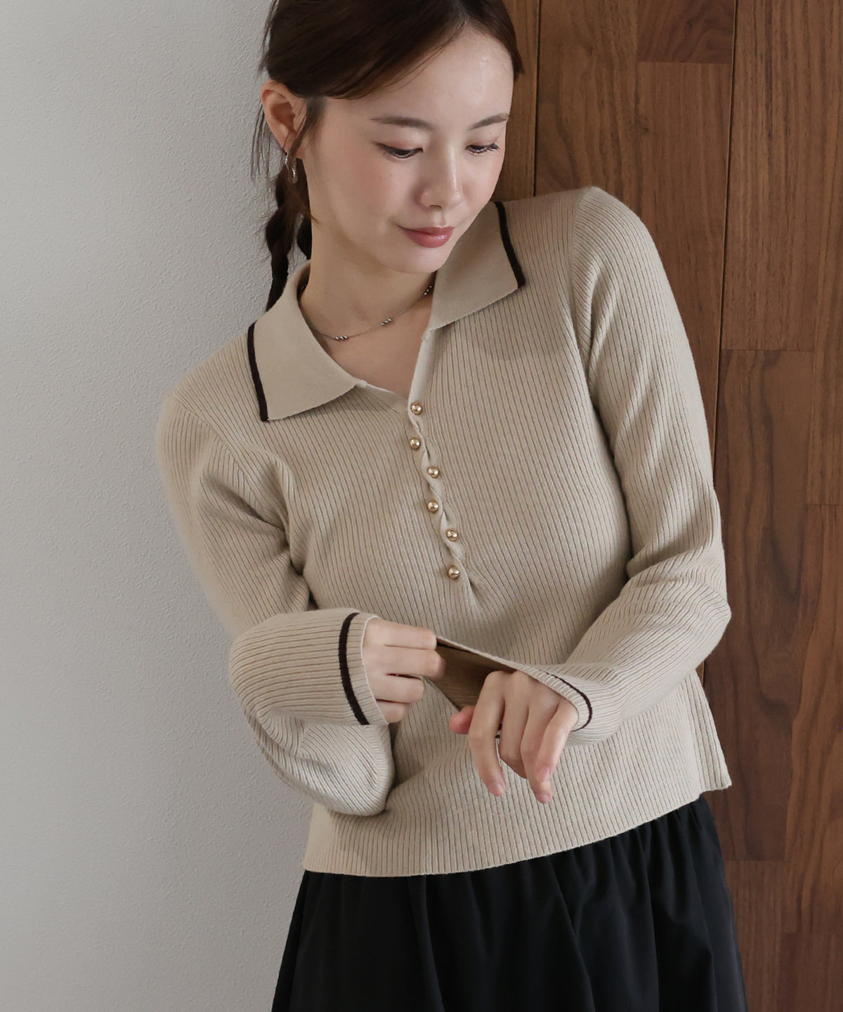 【早割5％OFF】バイカラースキッパーポロニット