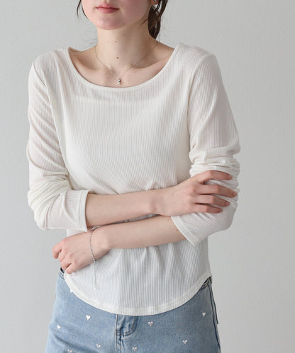 【早割5％OFF】クルーネックシアーリブカットソー【ネコポス】