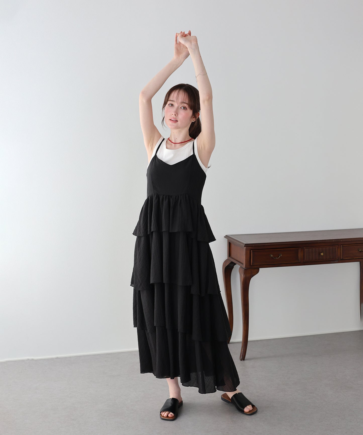 【早割5％OFF】シアーティアードキャミワンピース