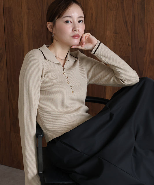 【早割5％OFF】バイカラースキッパーポロニット