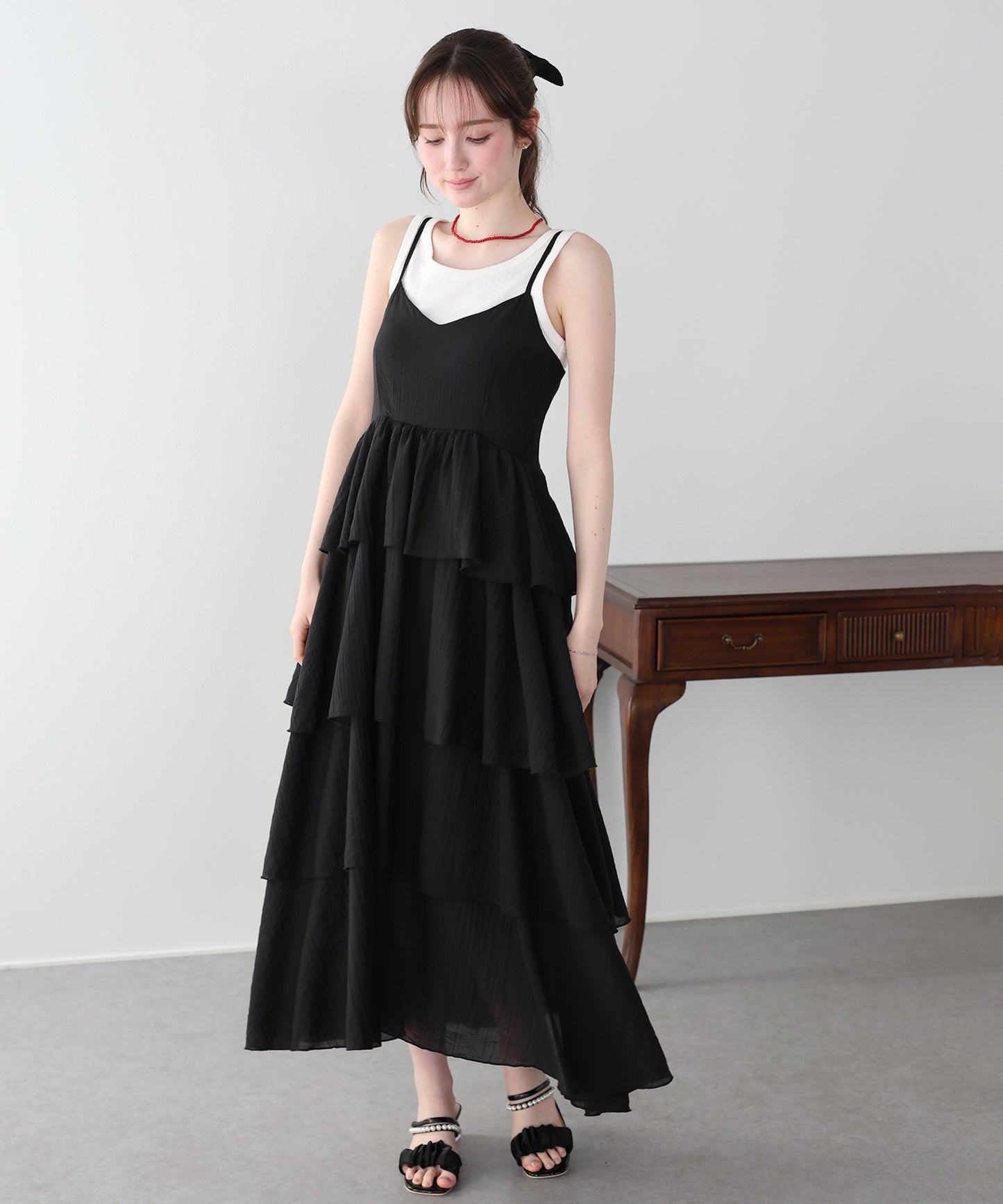 【早割5％OFF】シアーティアードキャミワンピース