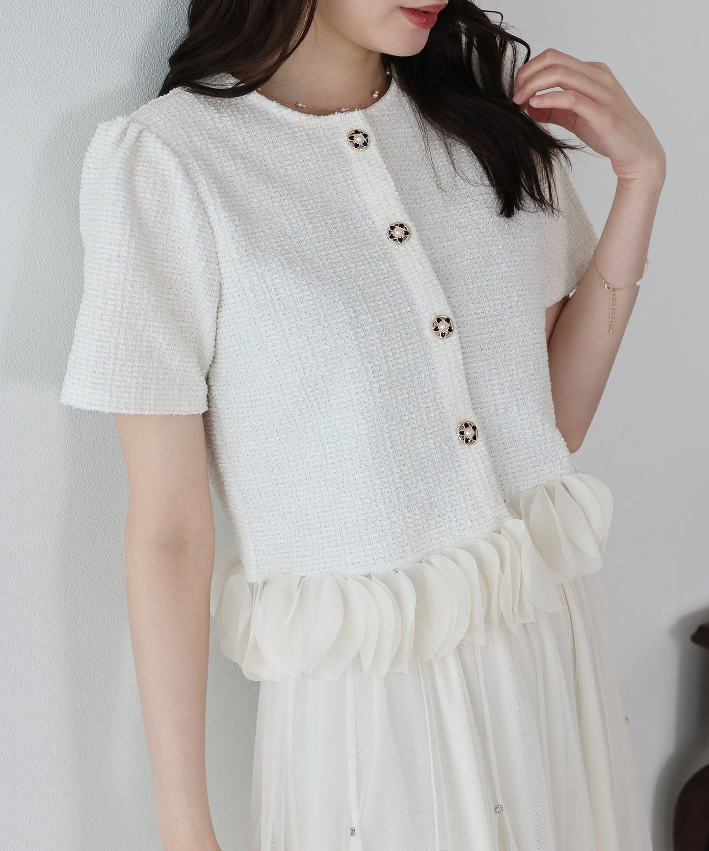 【早割5％OFF】フリルドッキングツイードジャケット