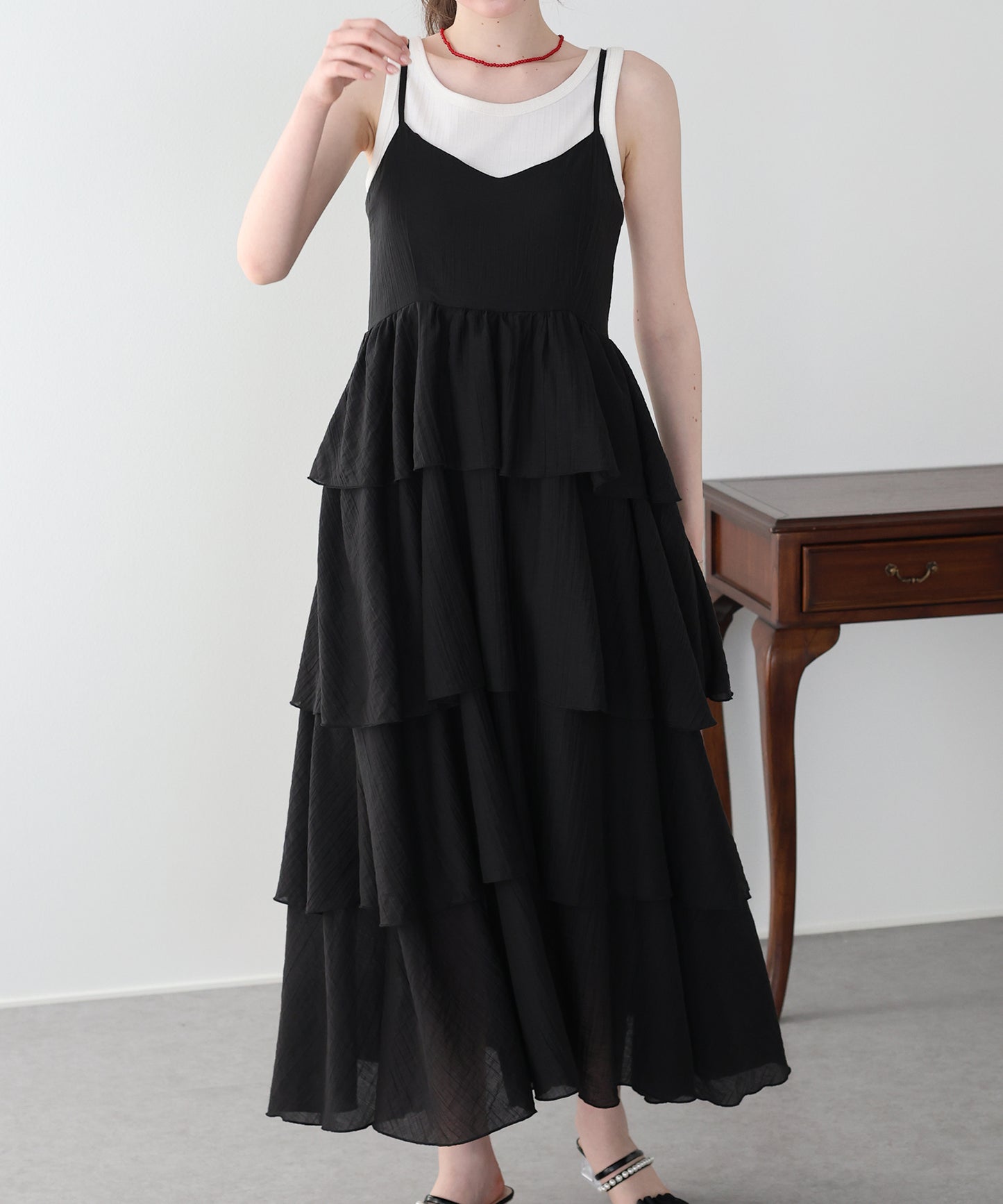 【早割5％OFF】シアーティアードキャミワンピース