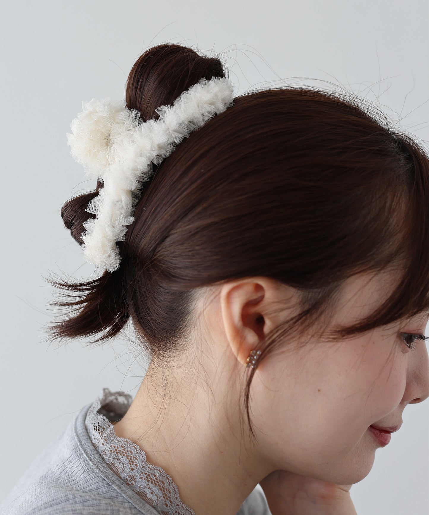 【早割5％OFF】フリルチュールバンスクリップ