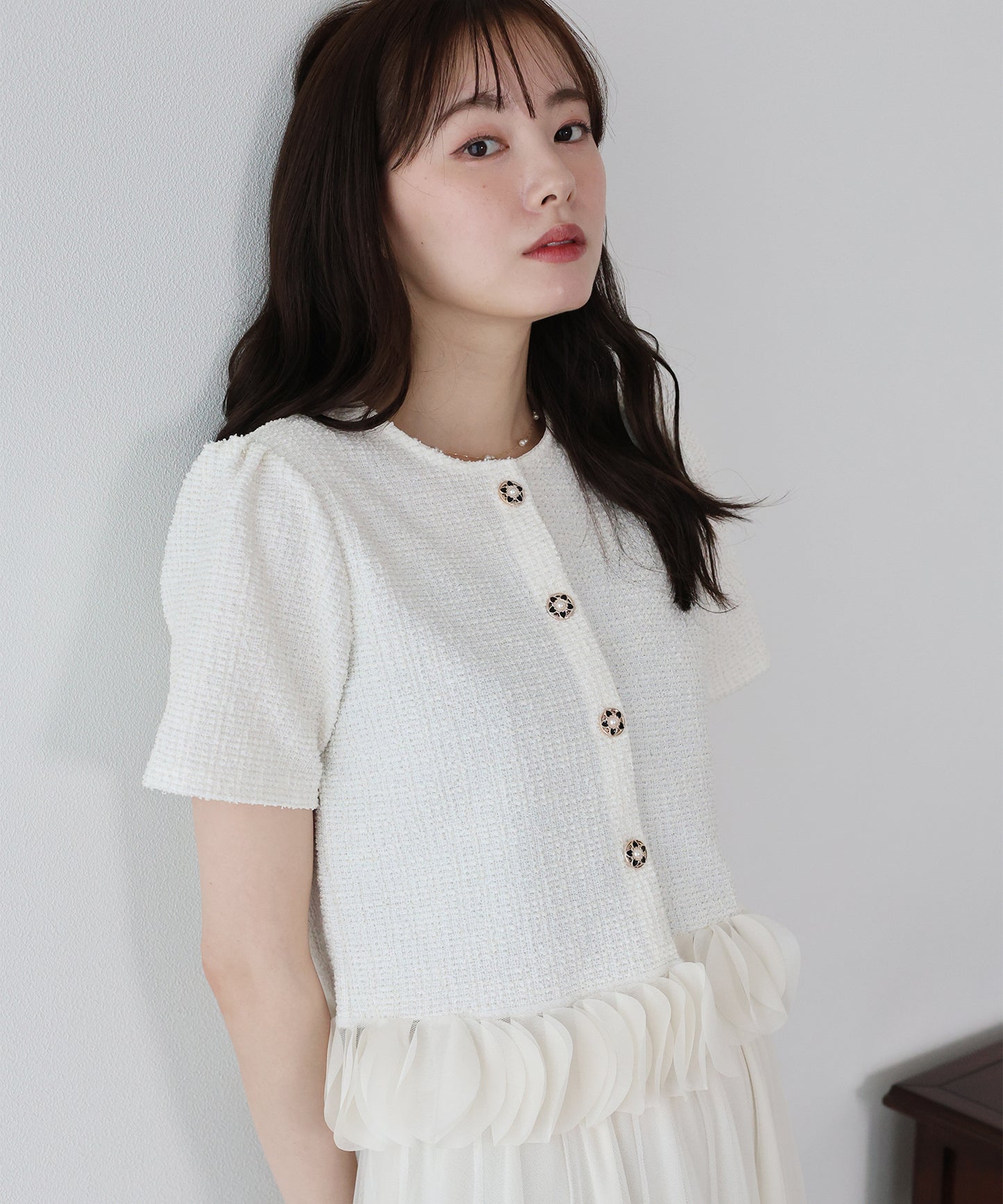 【早割5％OFF】フリルドッキングツイードジャケット