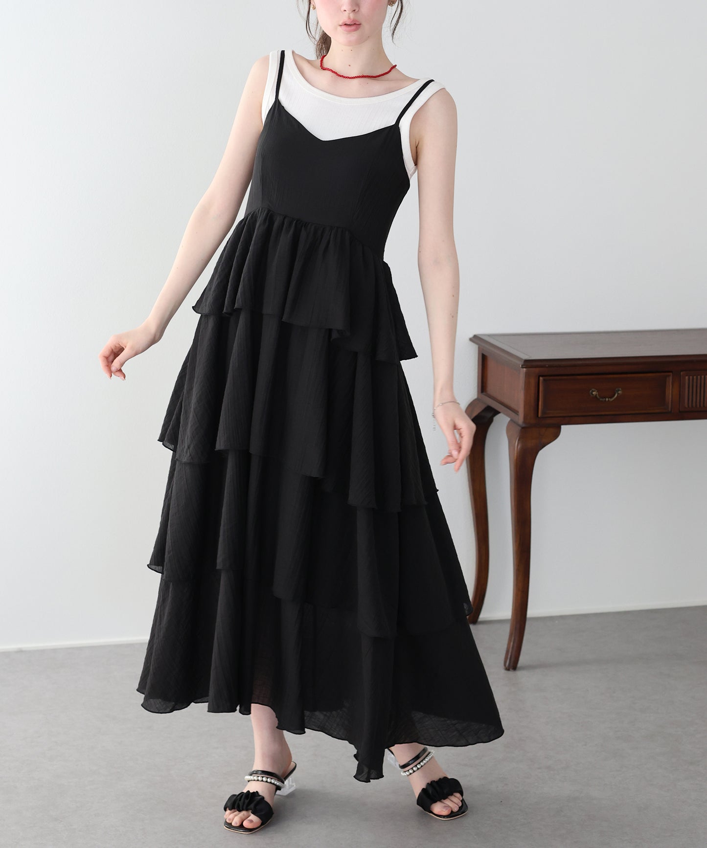 【早割5％OFF】シアーティアードキャミワンピース