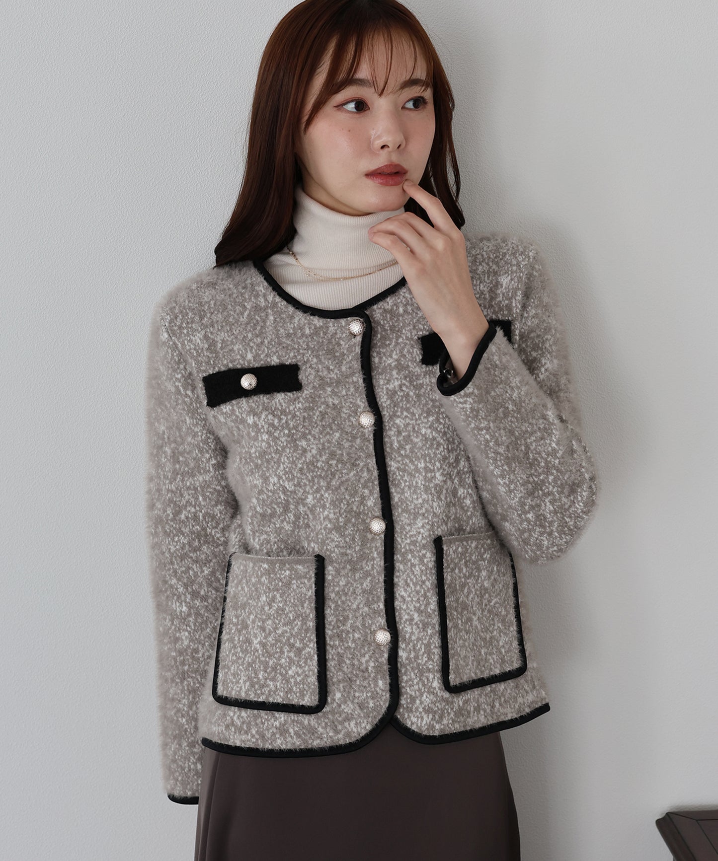 ツイード風シャギージャケット