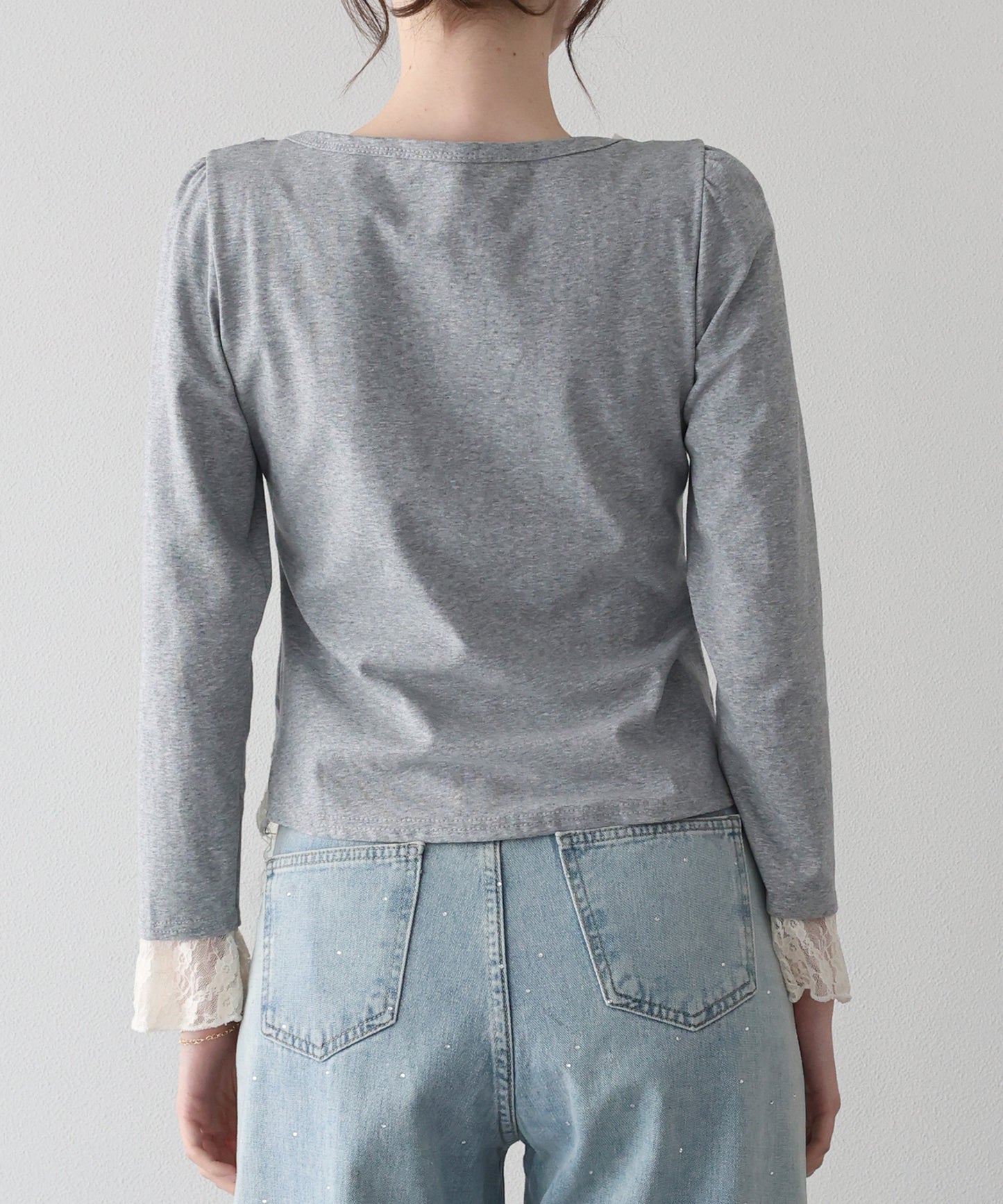 【早割5％OFF】レースレイヤードギャザーTシャツ【ネコポス】