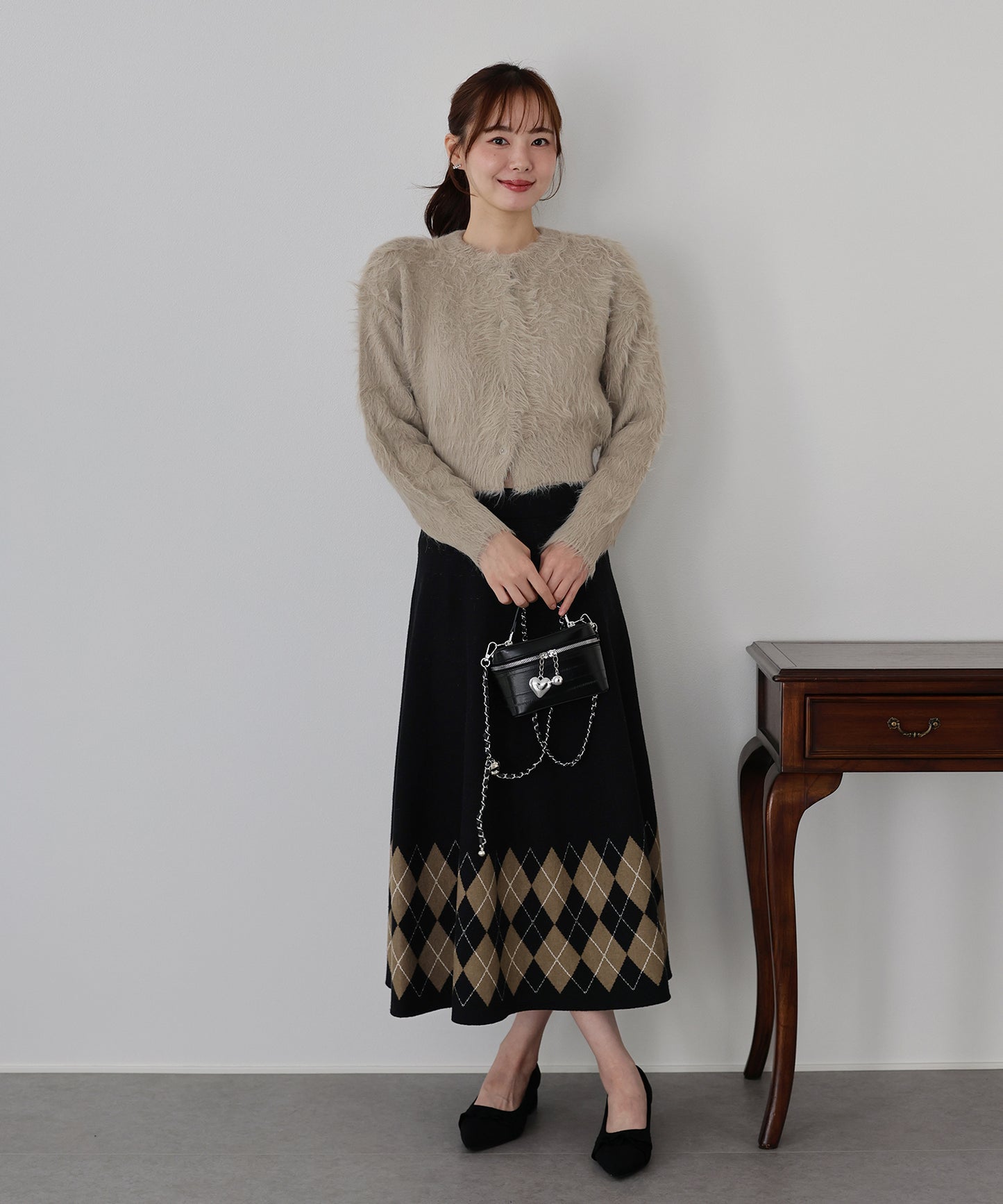 チェック柄ニットスカート