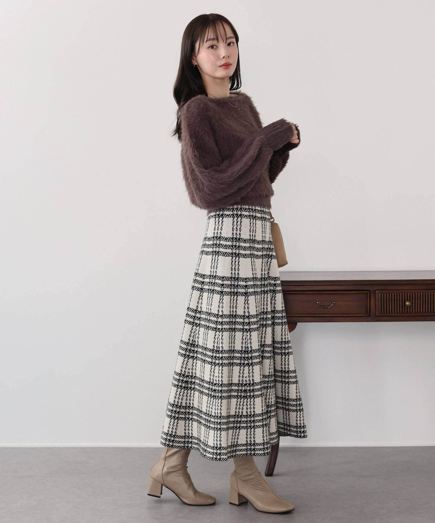 ロングチェックスカート