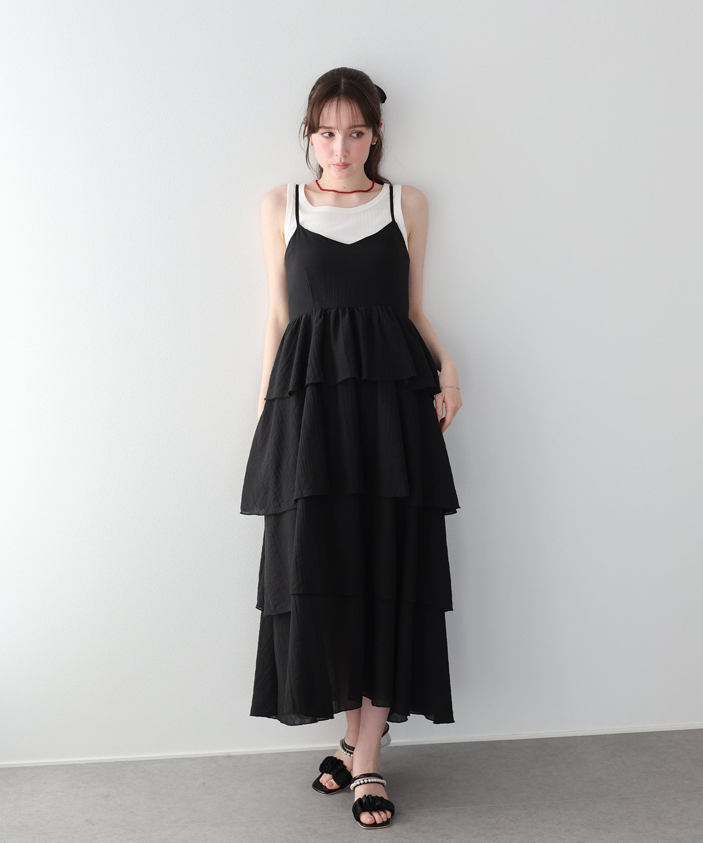 【早割5％OFF】シアーティアードキャミワンピース