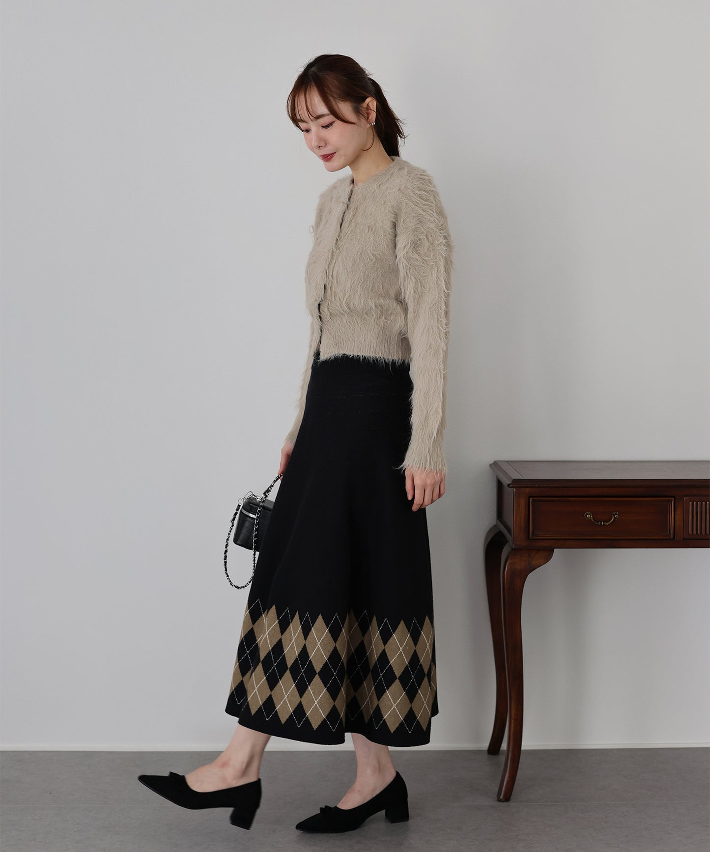 チェック柄ニットスカート
