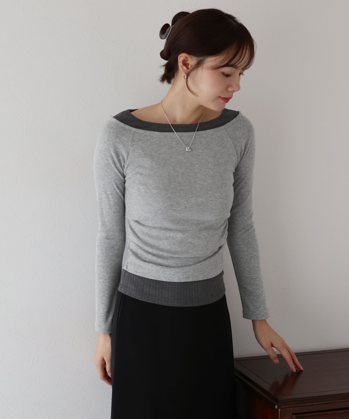 【早割5％OFF】オフショルダーレイヤードカットソー【ネコポス】