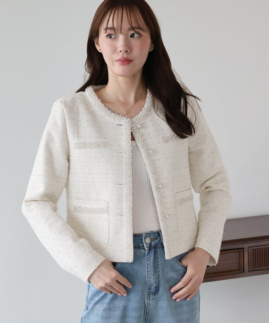 ビジューラメツイードジャケット