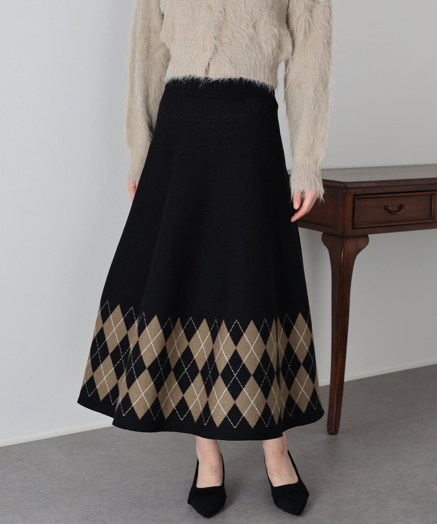 チェック柄ニットスカート