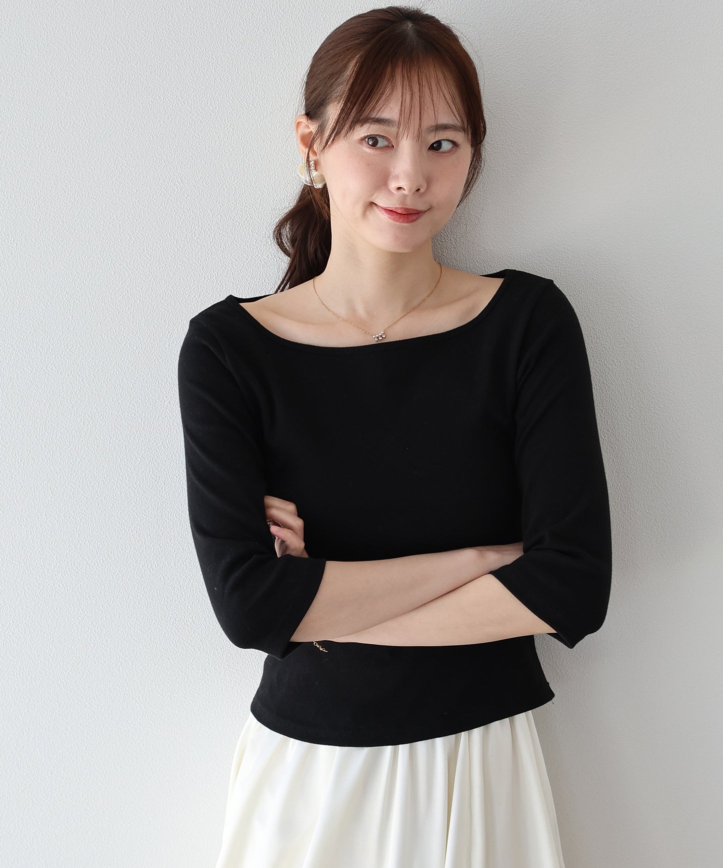 【早割5％OFF】ボートネック7分丈カットソー【ネコポス】