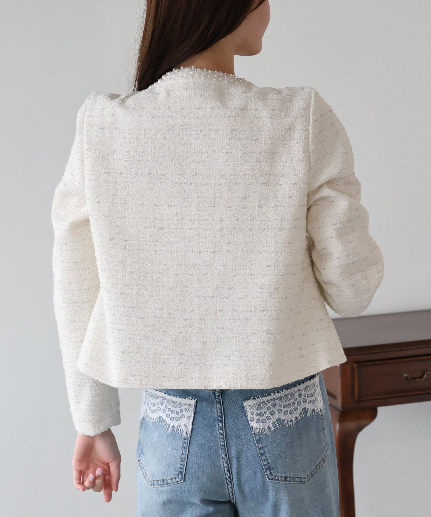 ビジューラメツイードジャケット