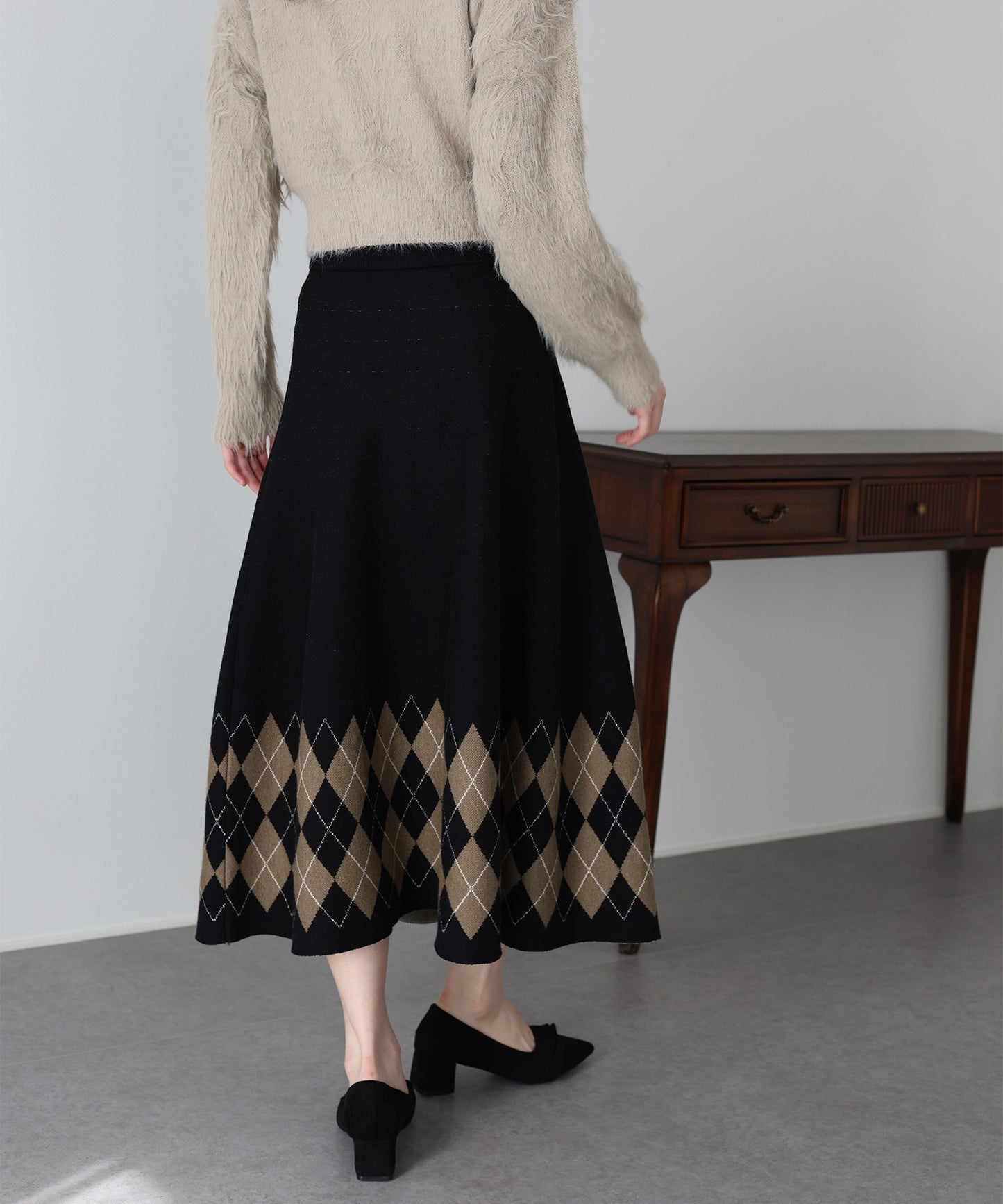 チェック柄ニットスカート