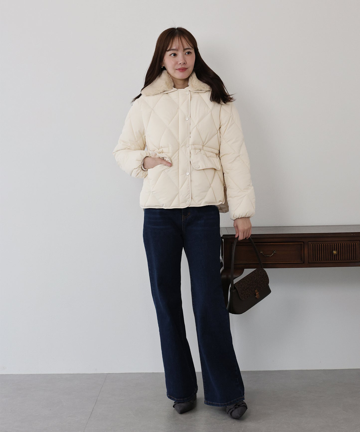 ファー襟キルティングジャケット