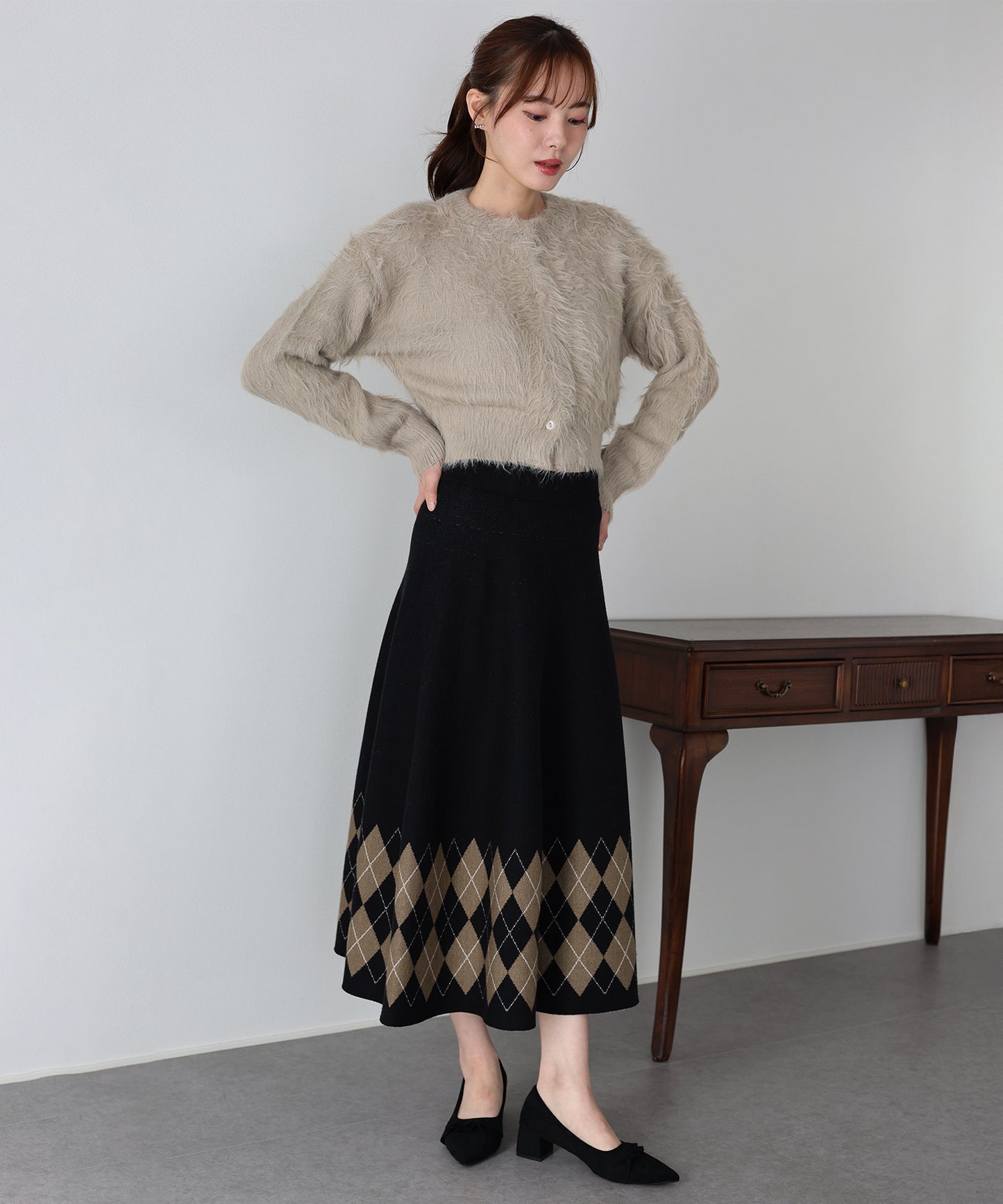チェック柄ニットスカート