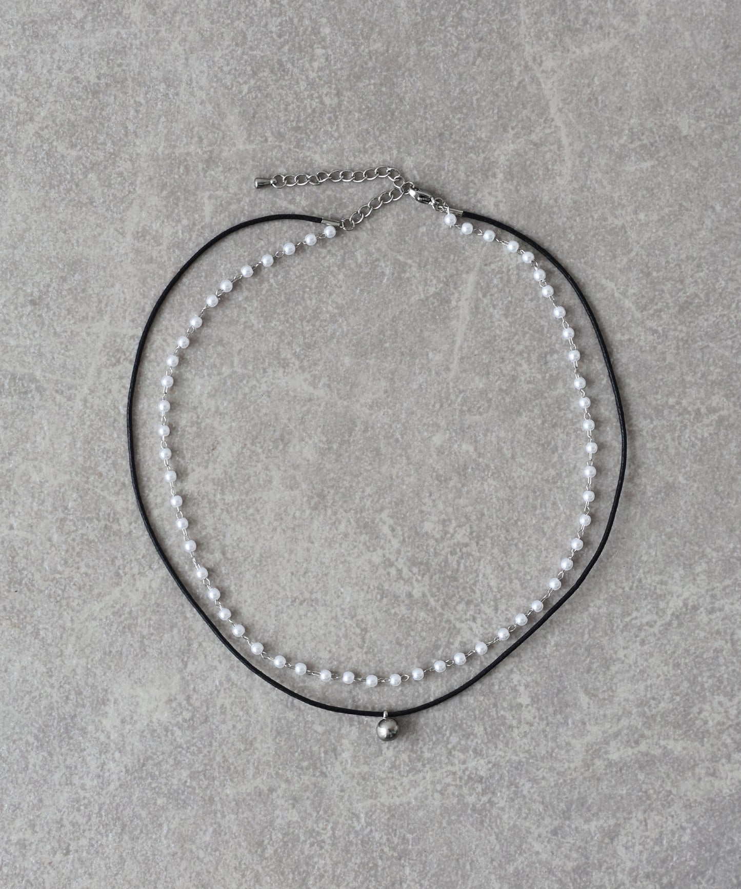 [ J by blue ]パール＆紐2連ネックレス / サージカルステンレス【ネコポス】