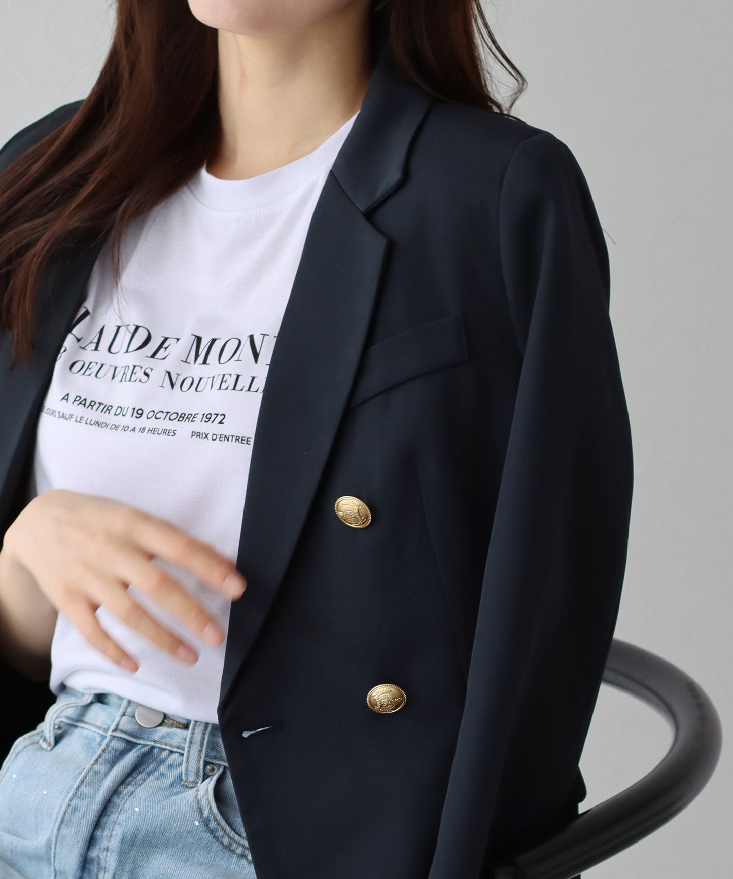 【ウォッシャブル】金ボタンダブルジャケット