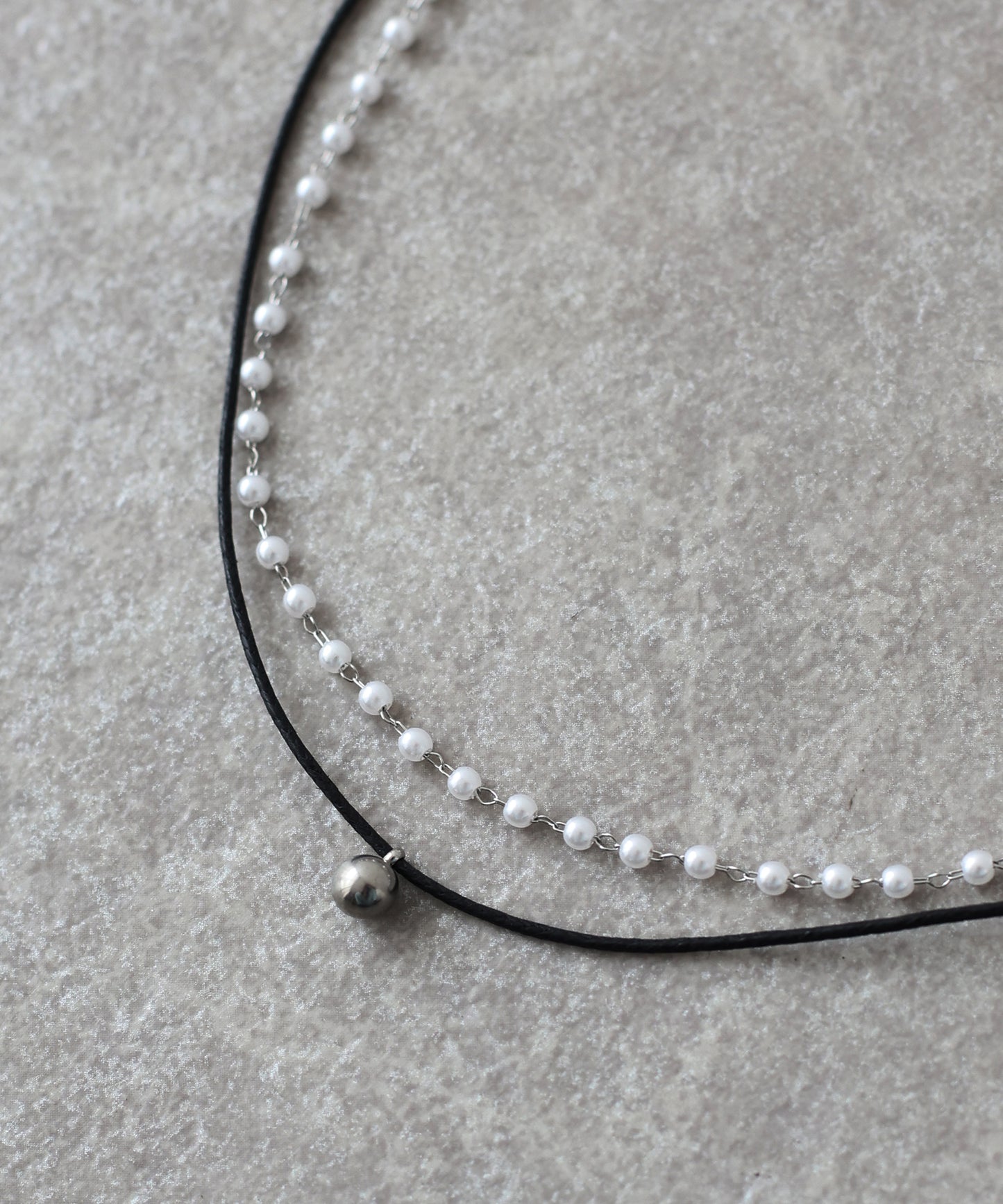 [ J by blue ]パール＆紐2連ネックレス / サージカルステンレス【ネコポス】