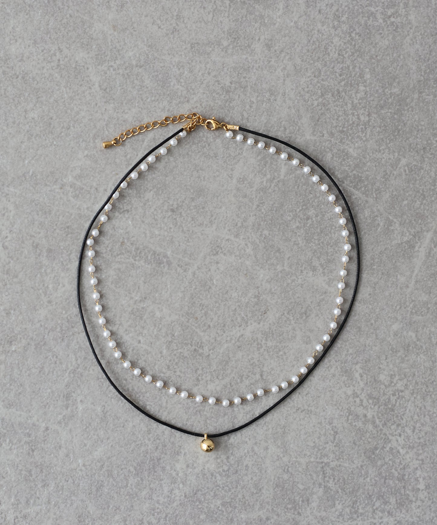 [ J by blue ]パール＆紐2連ネックレス / サージカルステンレス【ネコポス】