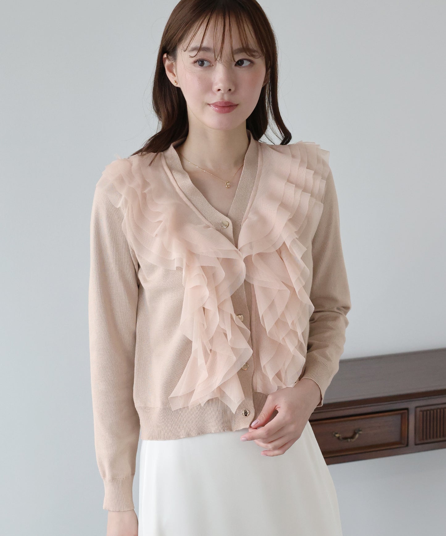 チュールフリルカーディガン