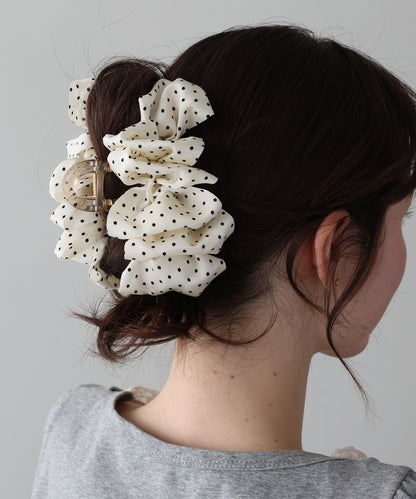 【早割5％OFF】ドットフリルバンスクリップ【ネコポス】