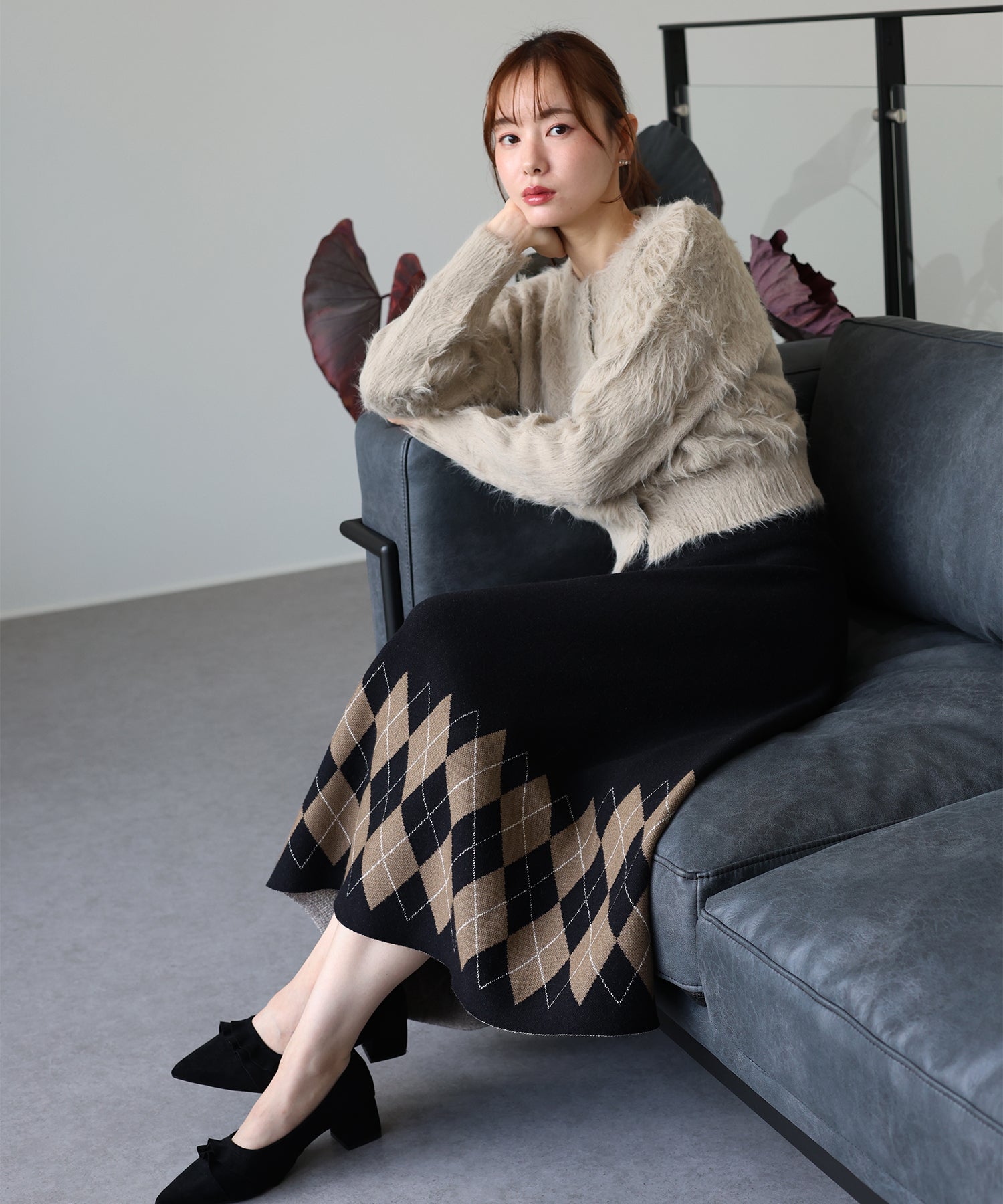 チェック柄ニットスカート – BLUE ONLINE